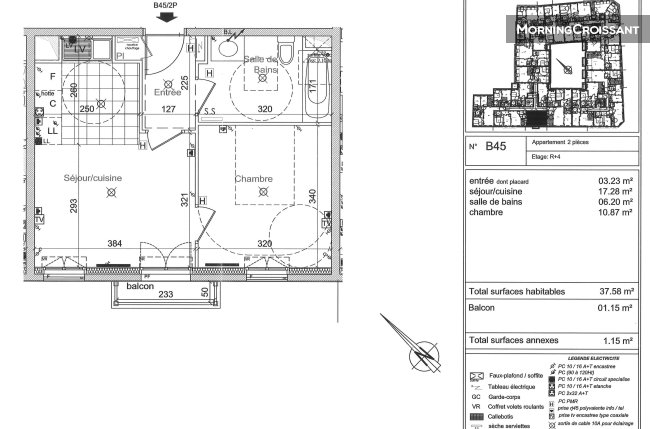 Appartement balcon et ascenseur